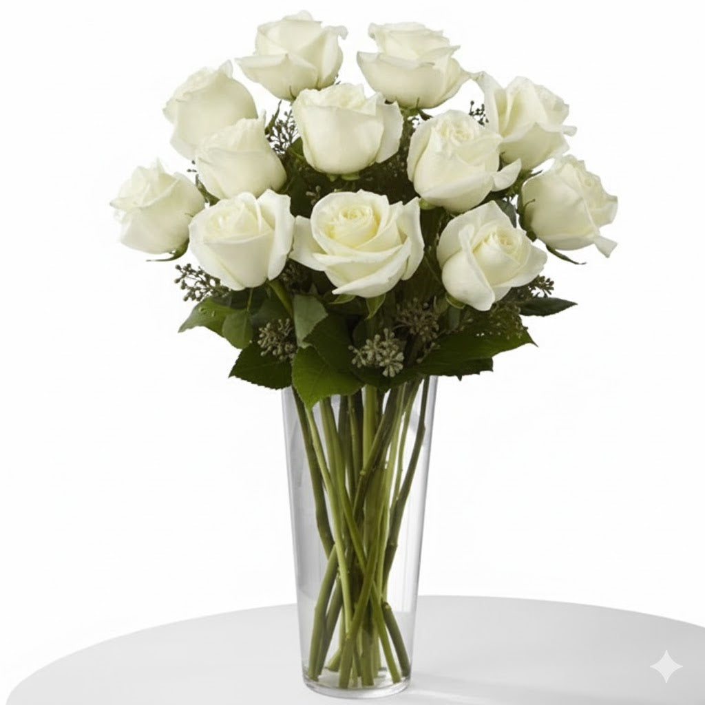 Long Stem White Roses